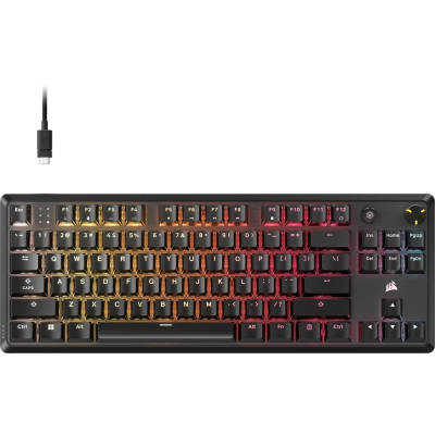 Corsair K70 Core Tkl Tenkeyless Mechanical Gaming Keyboard Backlit Rgb Led Black – Corsair Mlx Red, Abs Ds Keycaps