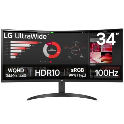 Lg 34 Inches Curved Ultra Wide Wqhd Monitor, Black- 34Wr50Qk-B
